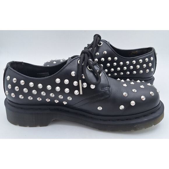 Near Mint Dr. Martens 1461 Stud Wanama Black Leather Oxfords US Men 5 Women 6 - Picture 8 of 16